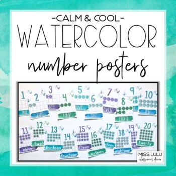 Preview of Calm & Cool Watercolor Number Posters