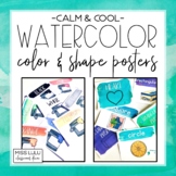 Calm & Cool Watercolor Shape and Color Posters (English & 