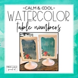 Calm & Cool Watercolor Table Numbers