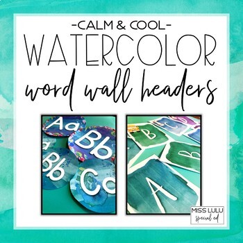Preview of Calm & Cool Watercolor Word Wall Headers & Alphabet Posters