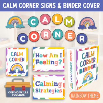 Preview of Calm Corner Sign Calming Down Posters Printables Counseling Social Worker Decor