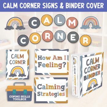 Preview of Boho Calm Corner Visuals Calming Down Middle School Sign Psychology Office Decor