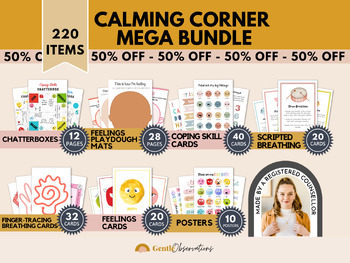 Preview of Calm Corner and Coping Skills Bundle for Kids To Develop Emotional Regulation