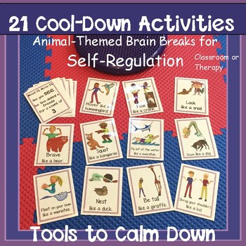 Preview of Calm Down- Animal-Theme Yoga Cards: Self-Regulation, Brain Breaks, Core Strength