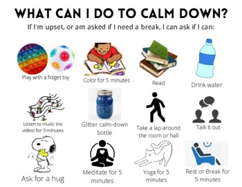 Calm Down Techniques Chart Calming Down Toddlers Children Kids