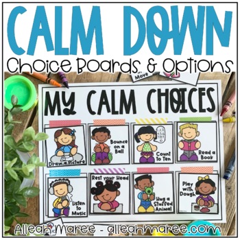 Preview of Calm Down Choice Boards and Calming Strategies Cards