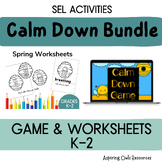 Calm Down Coping Skill Game and Worksheets Spring Theme SEL