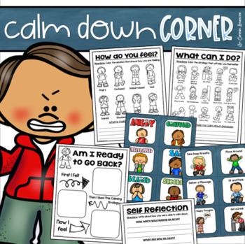 Preview of Calm Down Corner Calming Strategies Self Reflection Visual Cards Coping Skills
