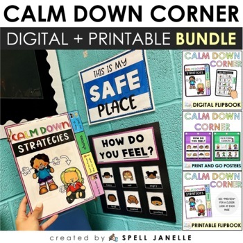 Preview of Calm Down Corner Center Printable and Digital BUNDLE for Behavior Management