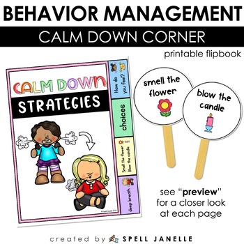 Preview of Calm Down Corner Flipbook for Classroom Management