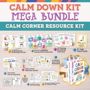 Preview of Calm Down Corner Kit Sign Calming Binder Visuals Strategies Posters Counseling