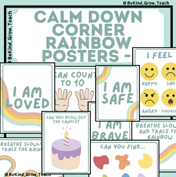 Calm Down Corner Posters, Rainbow Calm Down, Classroom Affirmation Decor