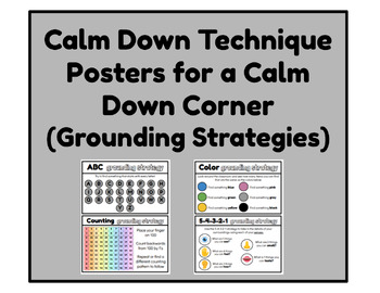 Preview of Calm Down Corner Strategy Posters (Grounding Techniques)