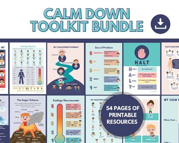 Preview of Calm Down Corner Toolkit Bundle, Calming Strategies, Emotional Regulation