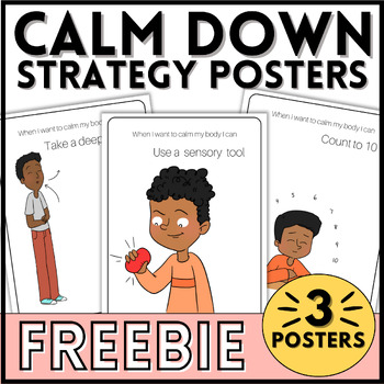 Preview of Calm Down Strategies FREEBIE: Self Regulation Posters for Calm Down Kit