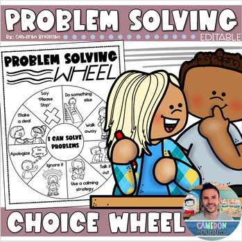 Preview of Calm Down Strategies | Problem Solving Choice Wheel EDITABLE