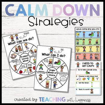 Preview of Calm Down Strategies - Problem Solving Wheel & Anger Wheel of Choice