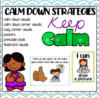 Preview of Calm Down Strategies and Cozy Corner Visuals for 3K, Pre-K, Preschool, Kinder