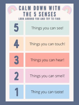 Preview of Calm Down With the 5 Senses Anchor Chart