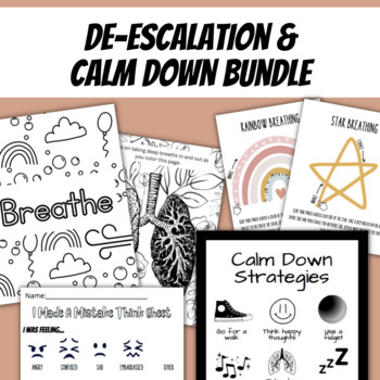 Preview of Calm Down and De Escalation Activities