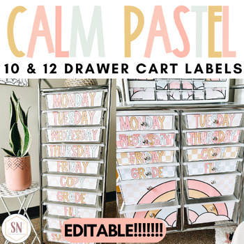 Preview of 10 Drawer Cart & 12 Drawer Cart Labels | Days of the Week Labels | Editable
