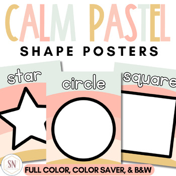 Preview of Calm Pastel Classroom Decor | 2D & 3D Shapes Posters | Editable | *NEW