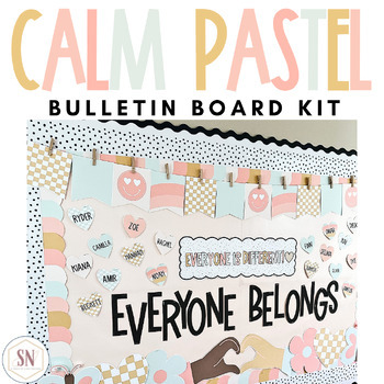 Preview of Calm Pastel Classroom Decor | Bulletin Board | Editable | *NEW