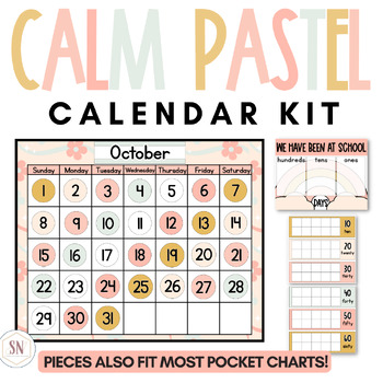 Preview of Pocket Chart Calendar Cards | Calendar With Calendar Math Pieces  | Editable
