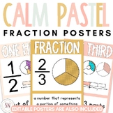 Calm Pastel Classroom Decor | Fraction Posters | Editable | *NEW