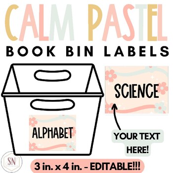 Preview of Calm Pastel Classroom Decor | Library Book Bin Labels | Editable | *NEW