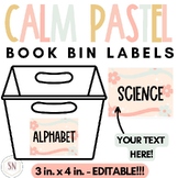 Calm Pastel Classroom Decor | Library Book Bin Labels | Ed