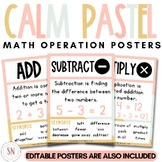 Calm Pastel Classroom Decor | Math Operations Key Words Po