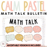 Calm Pastel Classroom Decor | Math Talk Bulletin | Editabl