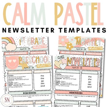 Preview of Calm Pastel Classroom Decor | Newsletter | Parent Communication | Editable