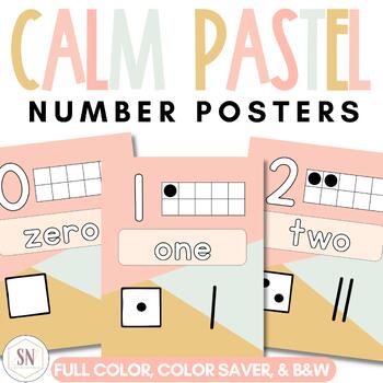 Preview of Calm Pastel Classroom Decor | Number Posters | Editable | *NEW