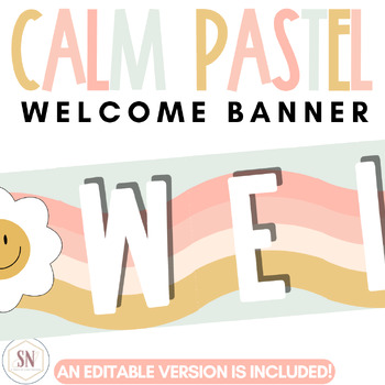 Editable Pastel Rainbow Door Decor, Welcome Sign and Name Label Display