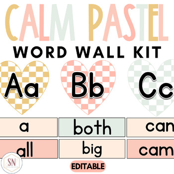 Preview of Calm Pastel Classroom Decor | Word Wall Kit | Editable | *NEW