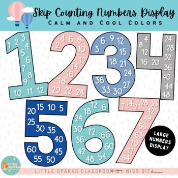 Preview of Calm and Cool Large Skip Counting  | Multiples Number Display | Classroom Decor