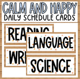 Simple Calm and Happy Wooden Stars Daily Schedule Cards