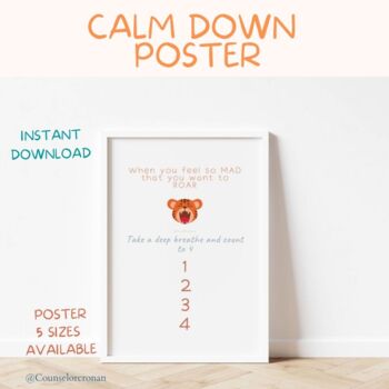 Preview of Calm down Poster, self regulation, coping skills, classroom decor