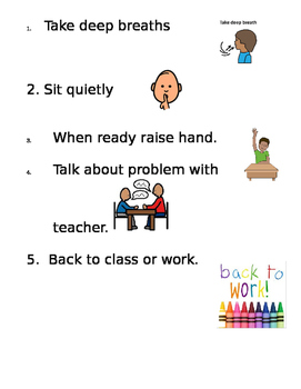 Calm down checklist by Ms Michelle Sped Resources | TPT