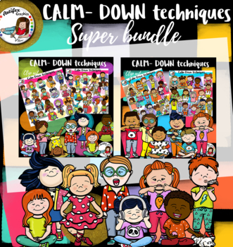 Preview of Calm down techniques for kids clip art- Super Bundle- 160 items!!