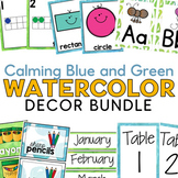Calm Colors Classroom Decor Blue + Green Watercolor Theme 