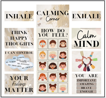 Preview of Calming Corner Bundle | Posters for Social Emotional Learning | How Do You Feel