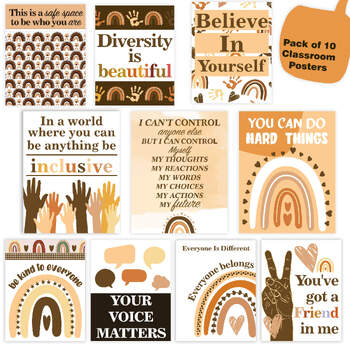 Preview of 10 Classroom Decorations Posters -Boho, Motivational Bullet Board Decor Idea