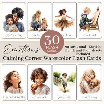 Preview of Calming Corner Flashcards | Large Montessori Calming Strategies Flash Cards