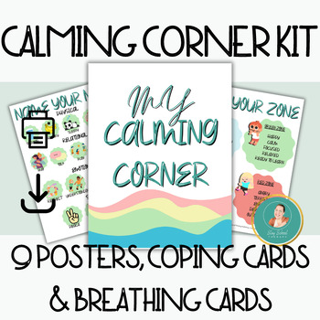 Preview of Calming Corner Kit, Coping Skills, Emotion Regulation, Posters, New School Year