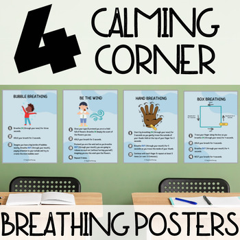 Preview of 4 Calming Corner Mindful Breathing Posters, Emotion Regulation, Coping Skills
