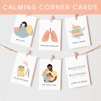 Preview of Calming Corner Techniques Flash Cards, Montessori Feelings & Emotions Regulation