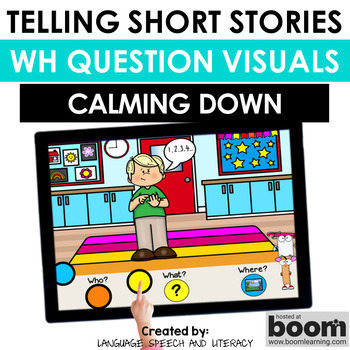 Preview of Free Short Story Telling Speech Therapy Boom Cards, WH Question Visuals, GIFS